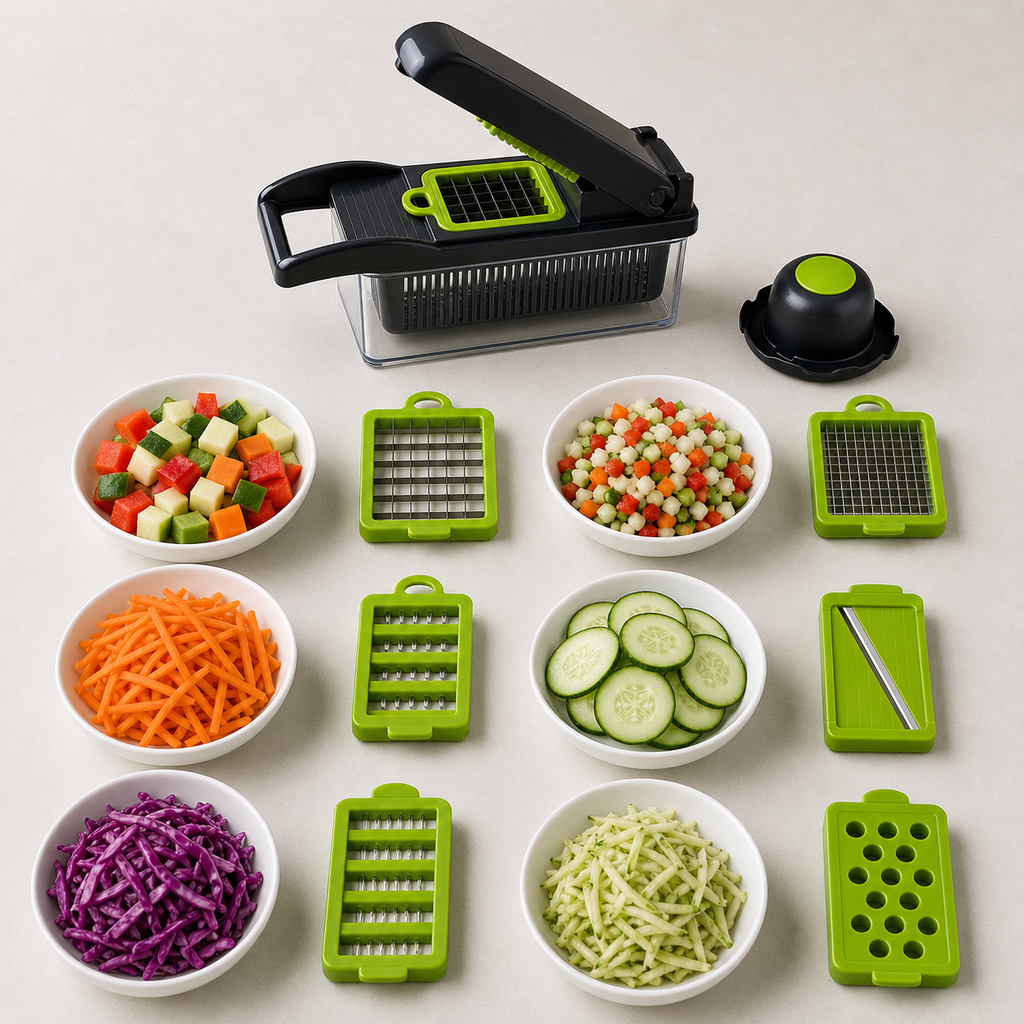 Cortador de Verduras 15 en 1 - Cubos Perfectos sin Cuchillo ni Lágrimas