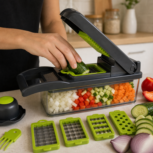 Cortador de Verduras 15 en 1 - Cubos Perfectos sin Cuchillo ni Lágrimas